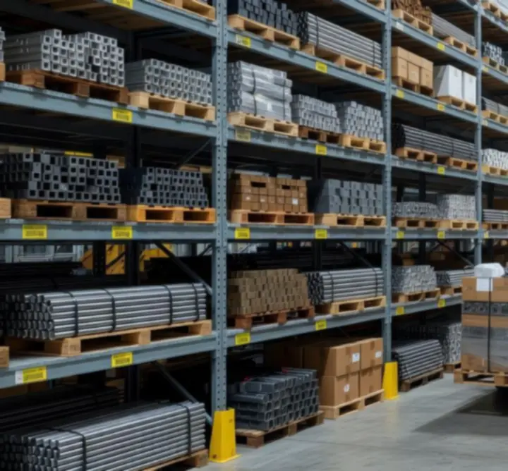 Magazyn logistyczny z przygotowywanymi do wysyłki paletami